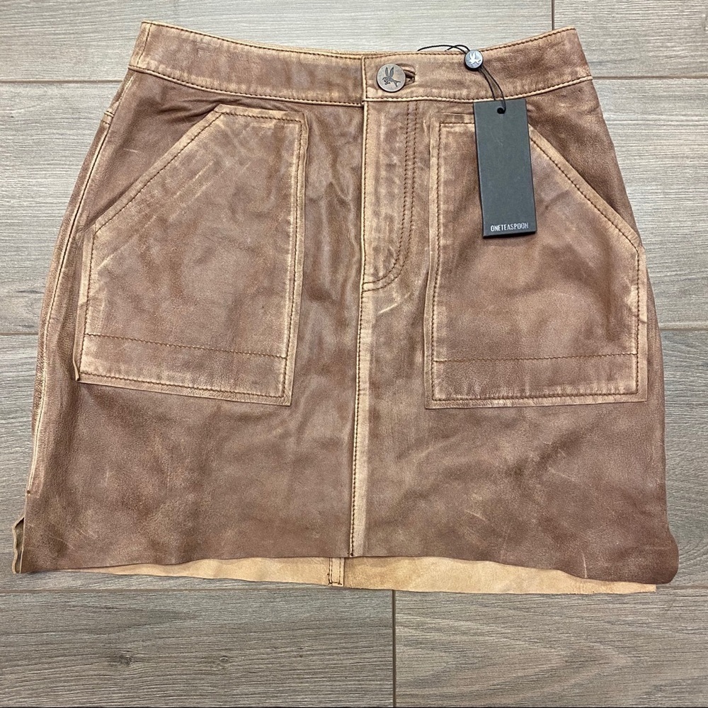 One Teaspoon | The Vintage Leather Voyager Skirt - Picture 7 of 12